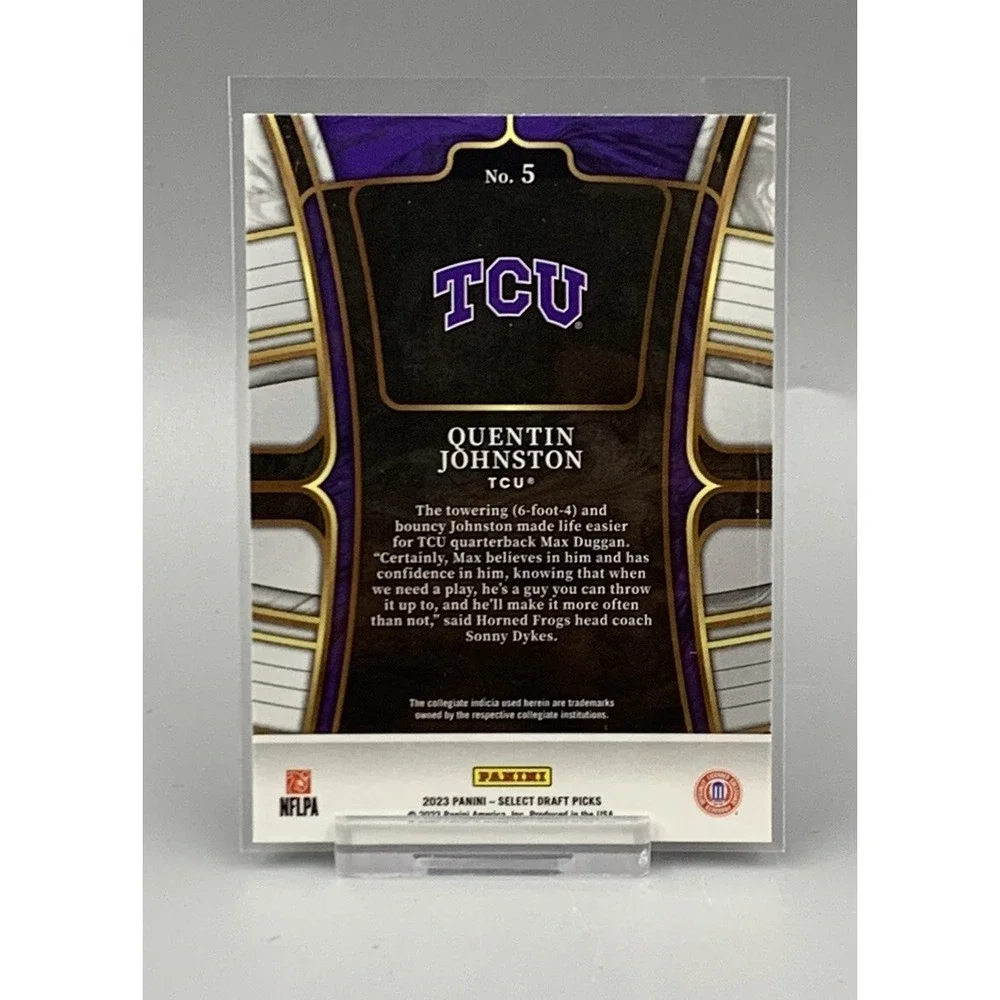 QUENTIN JOHNSON RC 2023 Panini Select Draft‎ Picks Base Rookie TCU - CHARGERS
